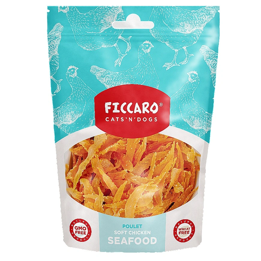 FICCARO Hundesnack Kylling Soft Seafood - bløde kyllingesnacks 100 g